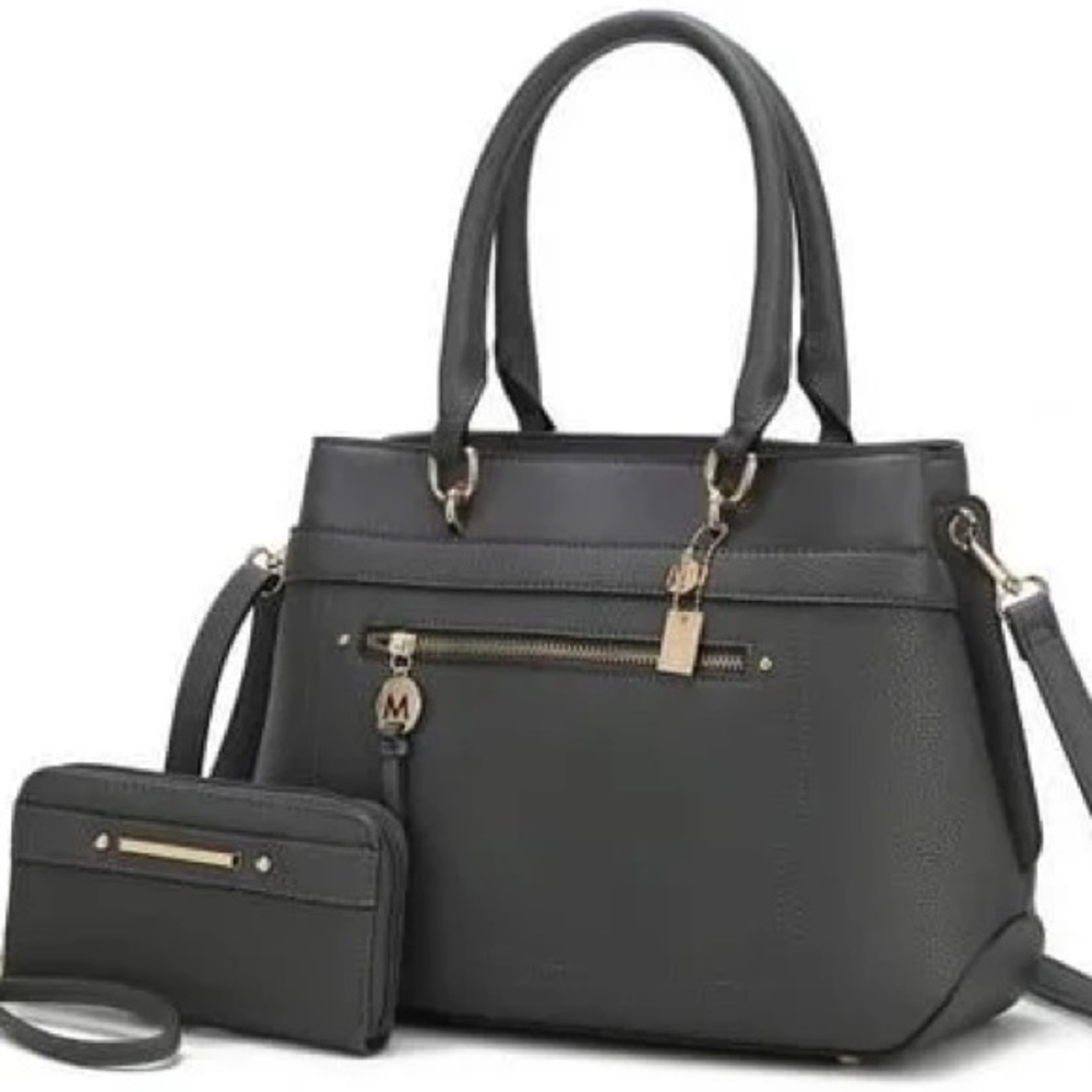 Gray Purse with Clutch Bag
